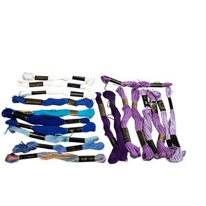 19 Vintage Embroidery Floss Skeins J & P Coats Star DMC Blue Purple White Lot